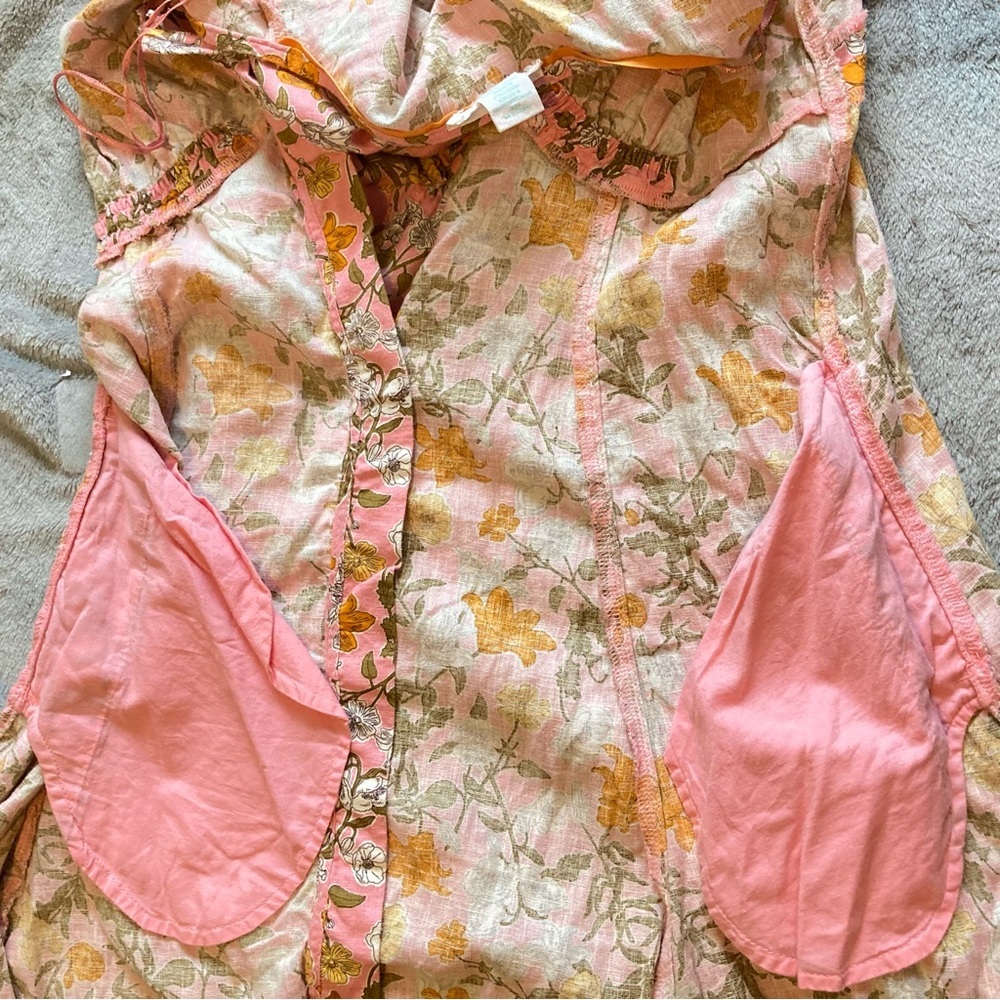 Cynthia Rowley Linen + Rayon Pink & Orange Floral Fit & Flare Mini Dress - Picture 13 of 15